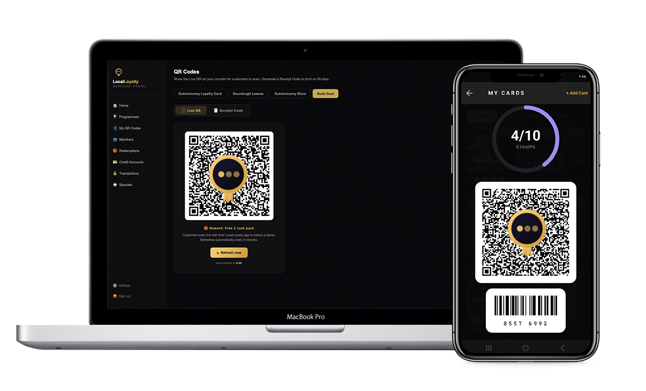 Merchant stamp QR screen